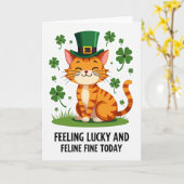 Lucky Ginger Cat Smile Card カード (黄色い花)