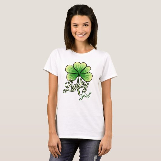 Lucky Girl Clover St. Patrick's Day Tシャツ (正面フル)