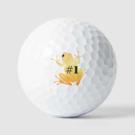 Lucky Gold Frog Illustration "#1" Custom ゴルフボール (正面)