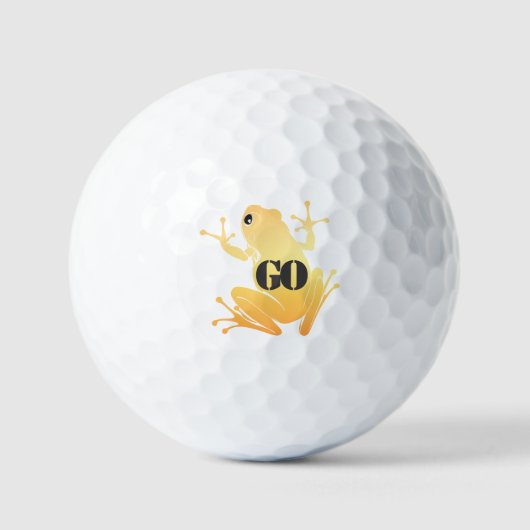 Lucky Gold Frog Illustration "GO" Custom ゴルフボール (正面)