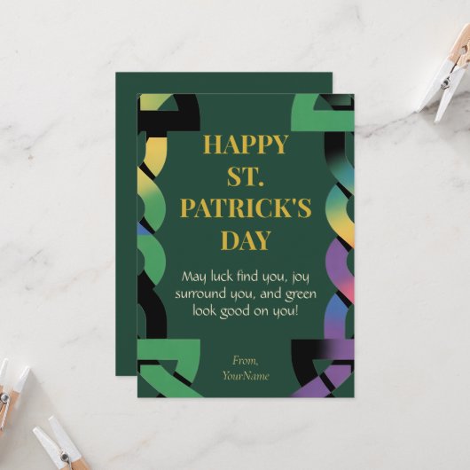 Lucky Gold Shamrock St. Patrick's Day Card 招待状 (正面/裏面インサイチュ)