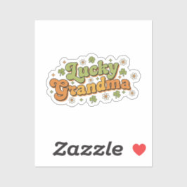 Lucky Grandma Retro 70s Groovy Script Flower  シール
