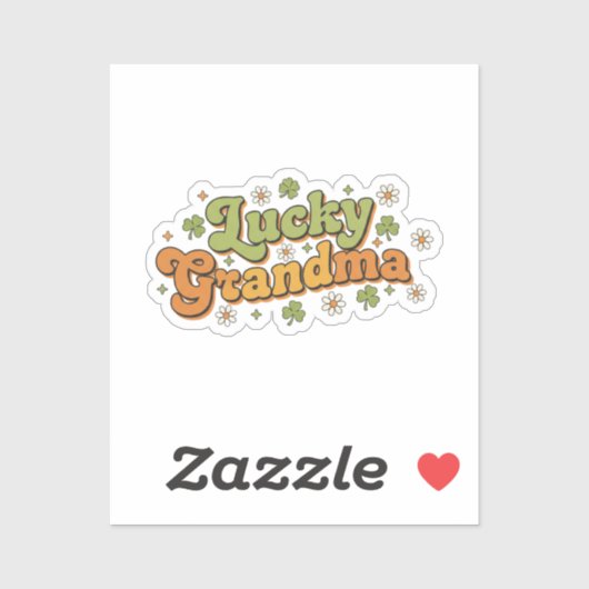 Lucky Grandma Retro 70s Groovy Script Flower  シール (シート)