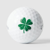 Lucky Green Four Leaf Clover Shamrock St Patrick's ゴルフボール (正面)