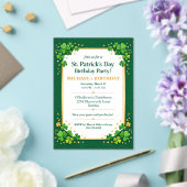 Lucky Green Gold Festive Shamrock Clover Birthday アクリル招待状 (インサイチュ (ウェディング))