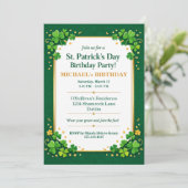 Lucky Green Gold Festive Shamrock Clover Birthday  招待状 (スタンド正面)