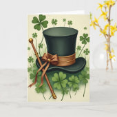 Lucky Green Hat Irish Charm Card カード (黄色い花)