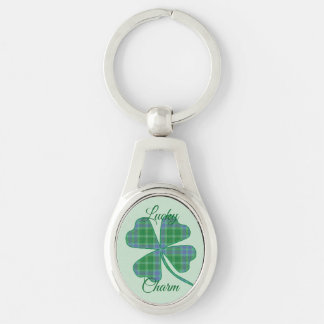 Lucky Green Plaid Shamrock Four-Leaf Clover  キーホルダー