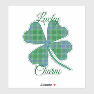 Lucky Green Plaid Shamrock Four-Leaf Clover  シール