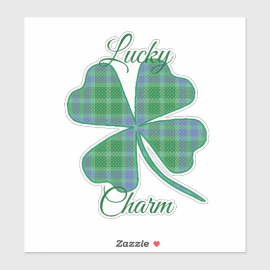 Lucky Green Plaid Shamrock Four-Leaf Clover  シール (シート)