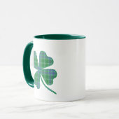 Lucky Green Plaid Shamrock Four-Leaf Clover  マグカップ (正面左)