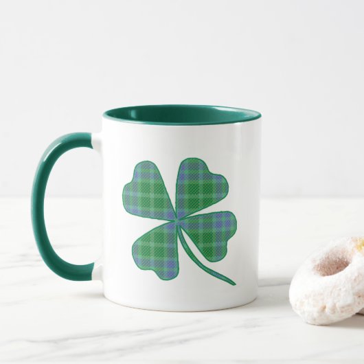 Lucky Green Plaid Shamrock Four-Leaf Clover  マグカップ (ドーナツ)