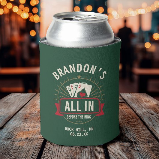Lucky Green Poker Bachelor Party Custom Name City  缶クーラー