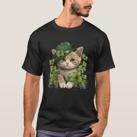 Lucky Green Proud Irish St Patricks Day Cat  1 Tシャツ (正面)