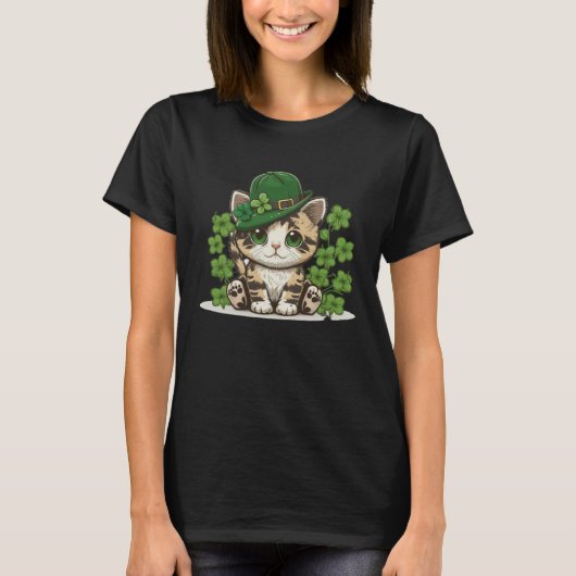 Lucky Green Proud Irish St Patricks Day Cat 2 Tシャツ (正面)