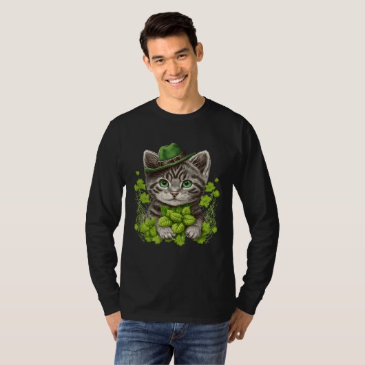 Lucky Green Proud Irish St Patricks Day Cat  3 Tシャツ (正面フル)