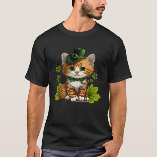 Lucky Green Proud Irish St Patricks Day Cat Tシャツ (正面)