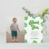 Lucky Green Shamrock Clover Picture Birthday Party サンキューカード (スタンド正面)