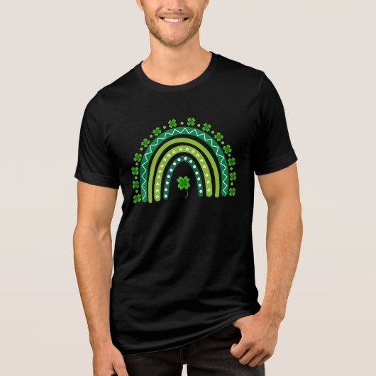 Lucky Green Shamrock Rainbow St. Patrick's Day  トライブレンドＴシャツ (正面)