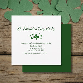 Lucky Green ShamrocksSt. Patrick's Day Party  招待状