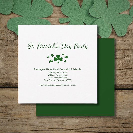 Lucky Green ShamrocksSt. Patrick's Day Party  招待状