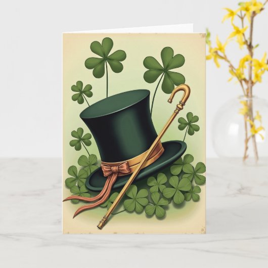 Lucky Hat St Patricks Day Card カード (黄色い花)