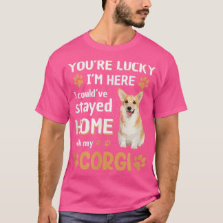 Lucky Have Home With My Corgi Dog T-Shirt Tシャツ