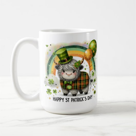 Lucky Highland Cow- St. Patrick’s Day コーヒーマグカップ (左)