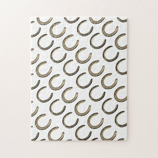 Lucky Horseshoes on White Jigsaw Puzzle ジグソーパズル (縦)