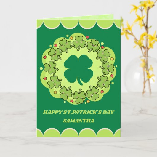 Lucky Hugs St. Patrick’s Day Greeting Card カード (黄色い花)