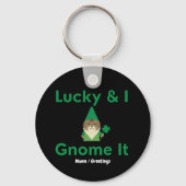  Lucky & I Gnome It Funny Sarcastic Cat St Patrick キーホルダー (正面)