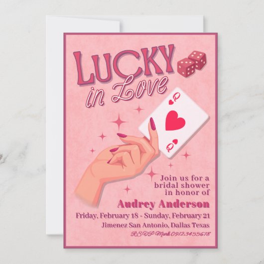 Lucky in Love Bachelorette 招待状 (正面)