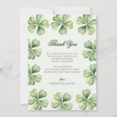 Lucky in Love Bridal Shower Green Shamrock  サンキューカード (裏面)