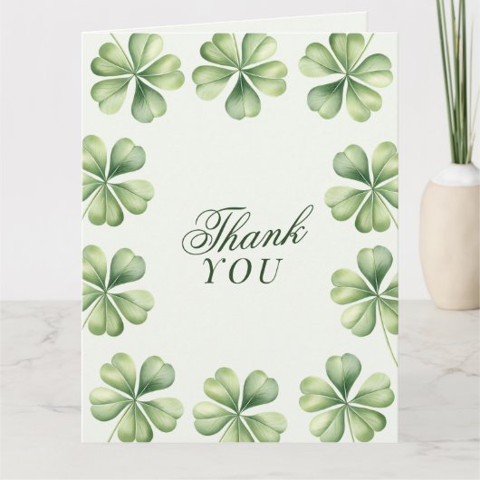 Lucky in Love Bridal Shower Green Shamrock  サンキューカード (正面)