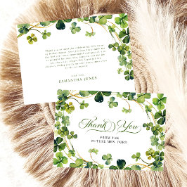 Lucky in Love Bridal Shower Green Shamrock サンキューカード