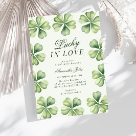 Lucky in Love Bridal Shower Green Shamrock  招待状