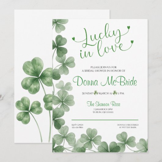 Lucky in Love Bridal Shower Invitation 招待状 (正面/裏面)