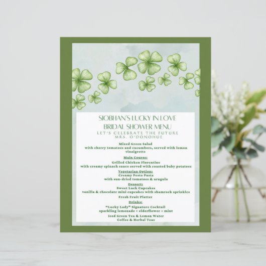 Lucky in Love Bridal Shower Menu (スタンド正面)