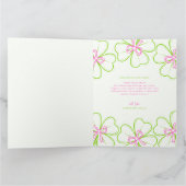 Lucky in Love Bridal Shower Pink Green Shamrock サンキューカード (内部)