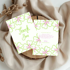 Lucky in Love Bridal Shower Pink Green Shamrock  サンキューカード
