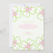 Lucky in Love Bridal Shower Pink Green Shamrock  サンキューカード (裏面)