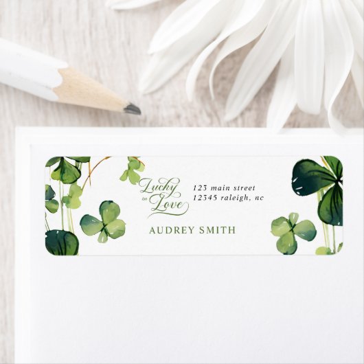 Lucky in Love Bridal Shower Return Address ラベル (インサイチュ)