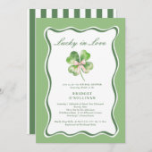 Lucky in Love Bridal Shower  Shamrock Invitation 招待状 (正面/裏面)