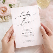 Lucky in Love Elegant Pink Stripe Bridal Shower 招待状