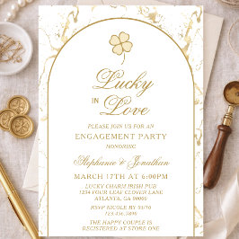 Lucky in Love Gold Shamrock Engagement Party 招待状