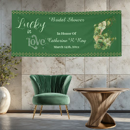  Lucky in Love Golden Frame Shamrock Bridal Shower 横断幕