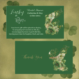  Lucky in Love Golden Green Shamrock Bridal Shower エンクロージャーカード
