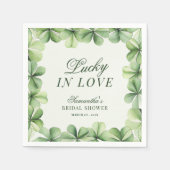 Lucky in Love Green Shamrock Bridal Shower  スタンダードカクテルナプキン (正面)