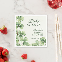 Lucky in Love Green Shamrock Bridal Shower  スタンダードカクテルナプキン
