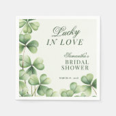 Lucky in Love Green Shamrock Bridal Shower  スタンダードカクテルナプキン (正面)
